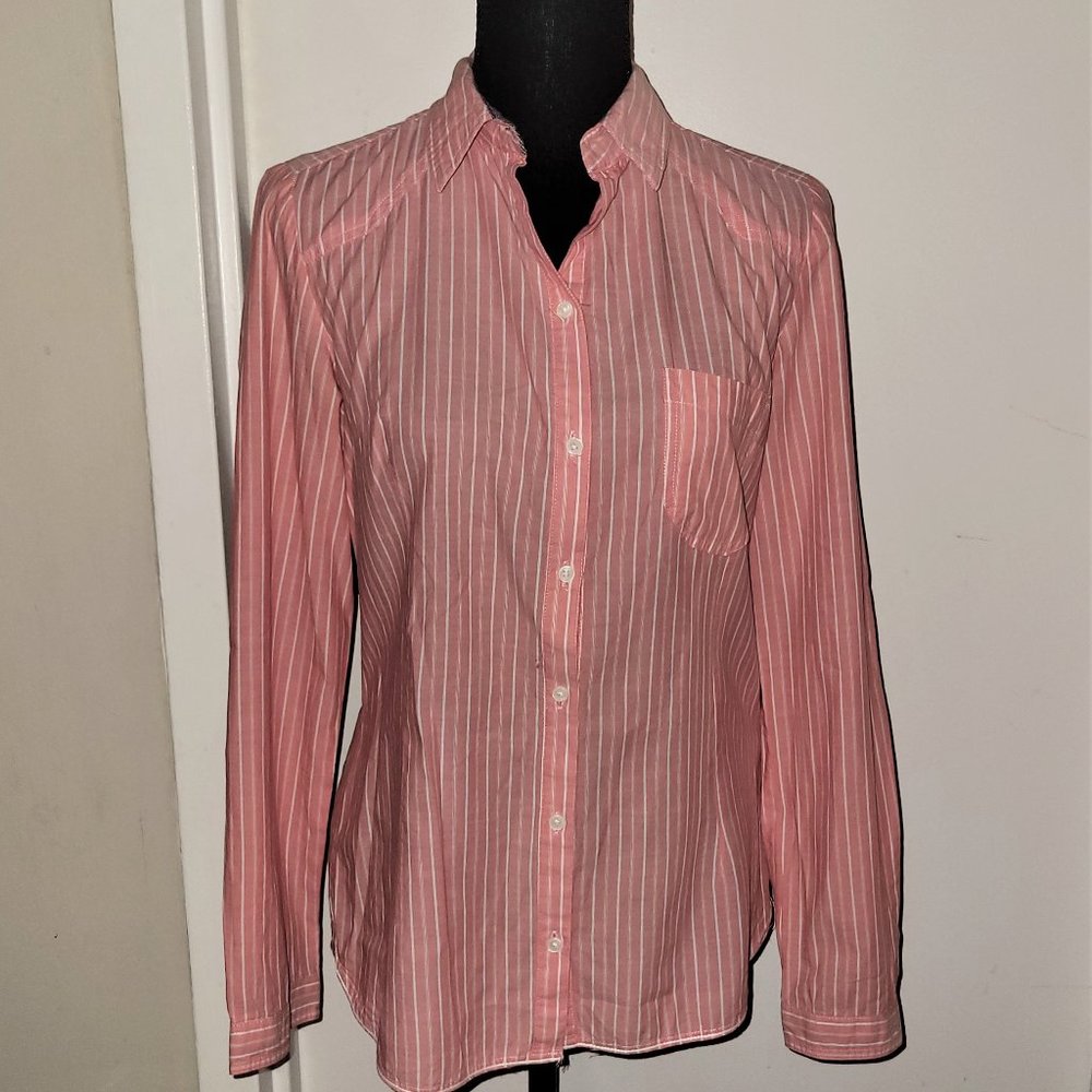 Women's Pink Striped Button-Up Shirt